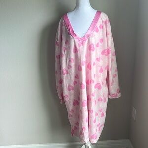 Pink Laundry women’s pink v-neck longsleeve fleece nightgown